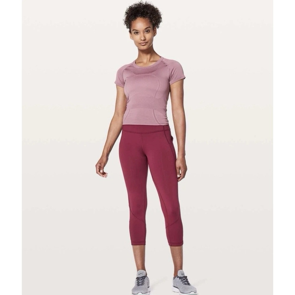 Lululemon Pace Rival Crop Ruby Wine Red‎ Luxtreme Gym Running Tight